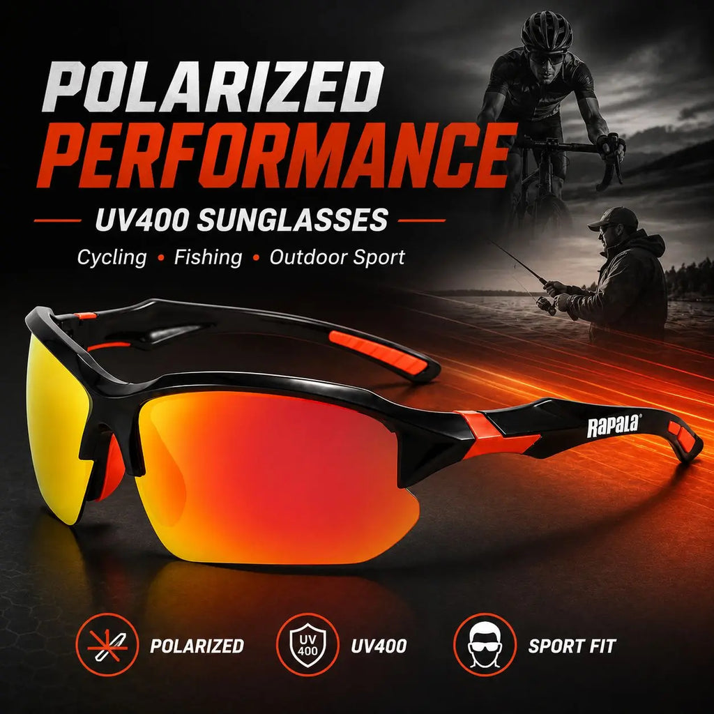Outdoor Rapala Polarized Fishing Glasses UV400 for Fishing Riding Running Driving with Secure Fit Frame and Storage Case