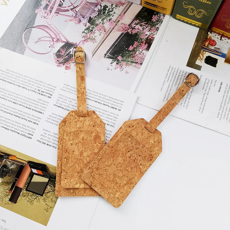 Fashion Cork Travel Luggage Tags Baggage Suitcase Name Address Label Holder Baggage Bag Luggage Tag Portable Travel Accessories