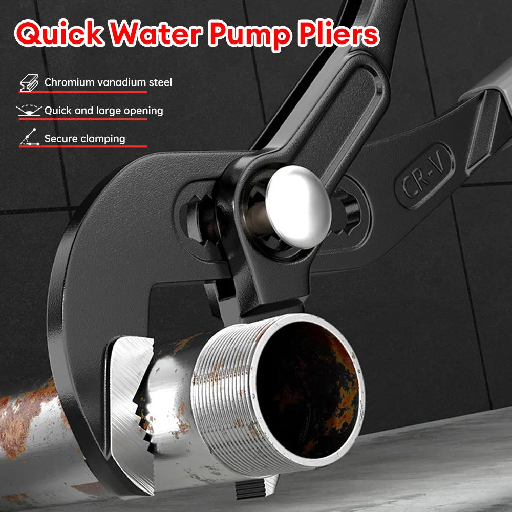 Water Pump Pliers Quick-Release Plumbing Pliers Adjustable Water Pipe Clamp Pliers Household Sink Spanner Hand Tools