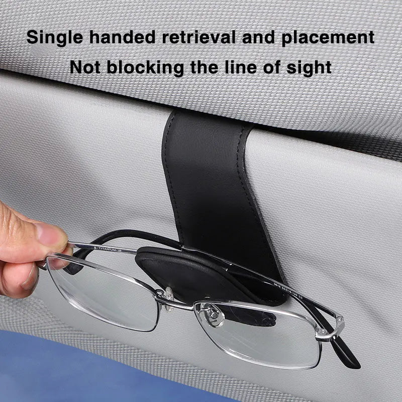 JFBONIN Universal Car Auto Sun Visor Eyeglass Hanger Clip Leather Glasses Holder Magnetic Multi-Function Automobile Accessories