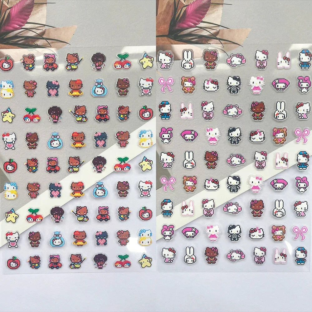 Mini Hellokitty Fruit Food Pixel Art Style Luggage Tags Stickers Nail Art Diy Phone Case Laptop Keyboard Buttons Cute Stickers