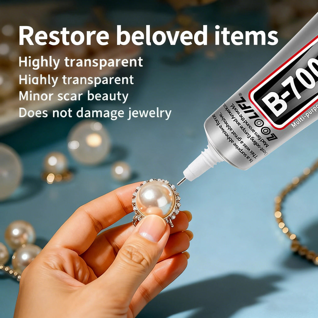 LOOLIFL 3 Pack 110ml B7000 Clear Glue, Multi-Purpose Adhesive with Rhinestones Kit, Precision Tips, Dotting Tools, Tweezers & Pencil for Bedazzling, Jewelry Making, Nail Art, Fabric, Shoes, Phone Repair & DIY Crafts