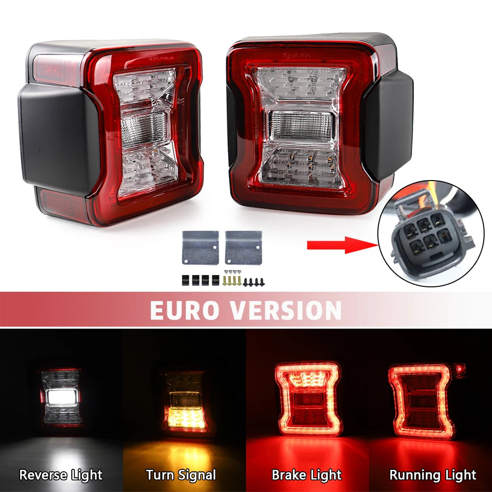 2x For Jeep Wrangler JK 2007-2017 LED Tail Lights Reverse Brake Running Lamp Rear DRL