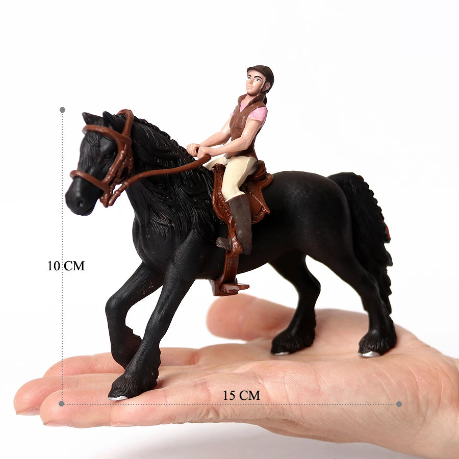 Realistic Equestrian Rider Horse with Saddle and Bridle Riding Playset Model Figures Decoration Educational Toys for Kids
