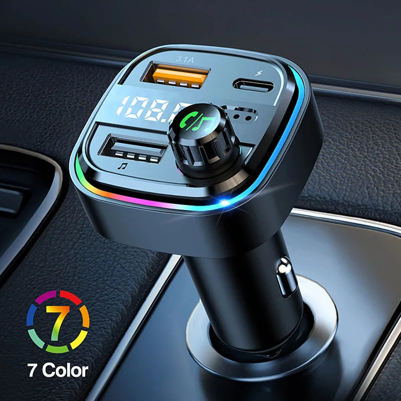 Car Charger Fast Charging Bluetooth 5.0 Charger Car FM Transmitter Bluetooth Hands Free Mp3 True 3.1A Dual USB Port PD Charging