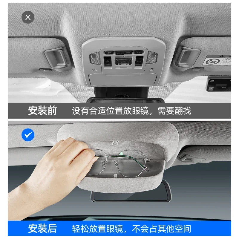 For Toyota Highlander/Crown Kluger Car Glasses Case Sunglasses Protective Storage Clip Car Interior Modification Accessories