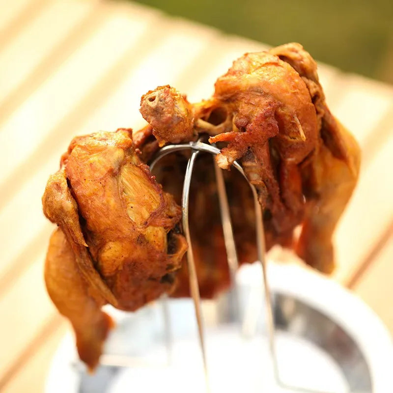 1Pc/Stainless Steel Chicken Roasting Rack Outdoor Barbecue Stand Multifunctional Chicken Roaster Home Picnic Grill
