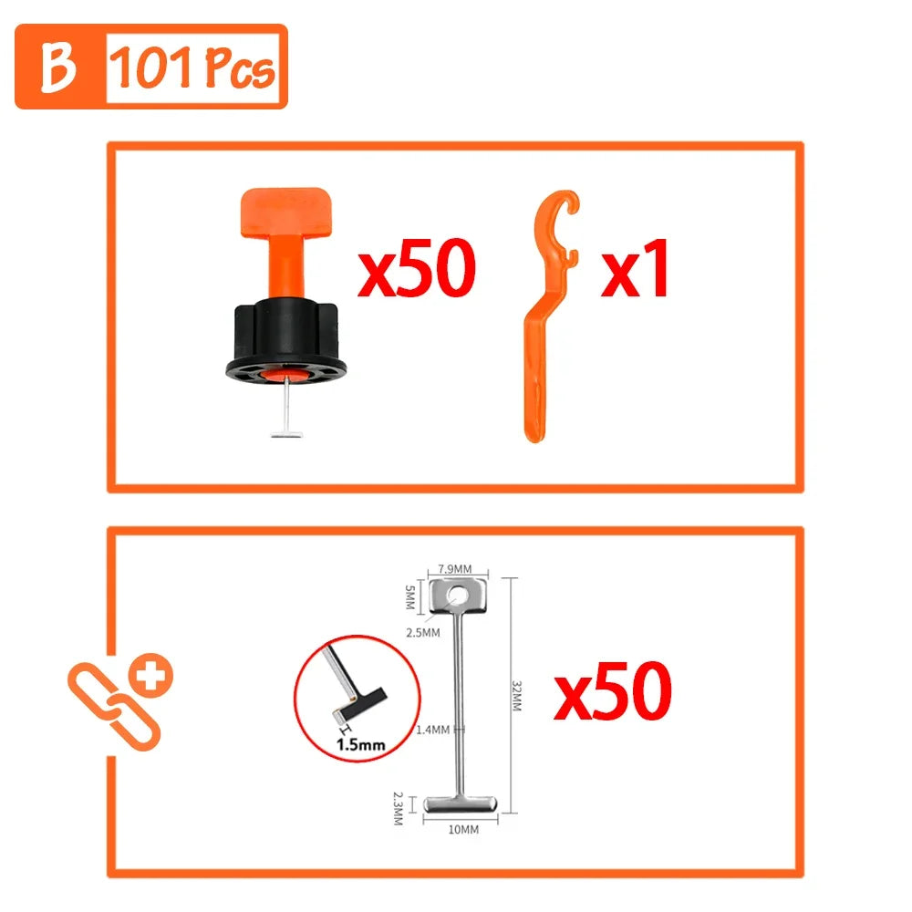 51-402Pcs Floor Tile Leveling System Clips Spacers Porcelain Ceramic Leveler Kit For Tile Laying Wall Fixing Construction Tools