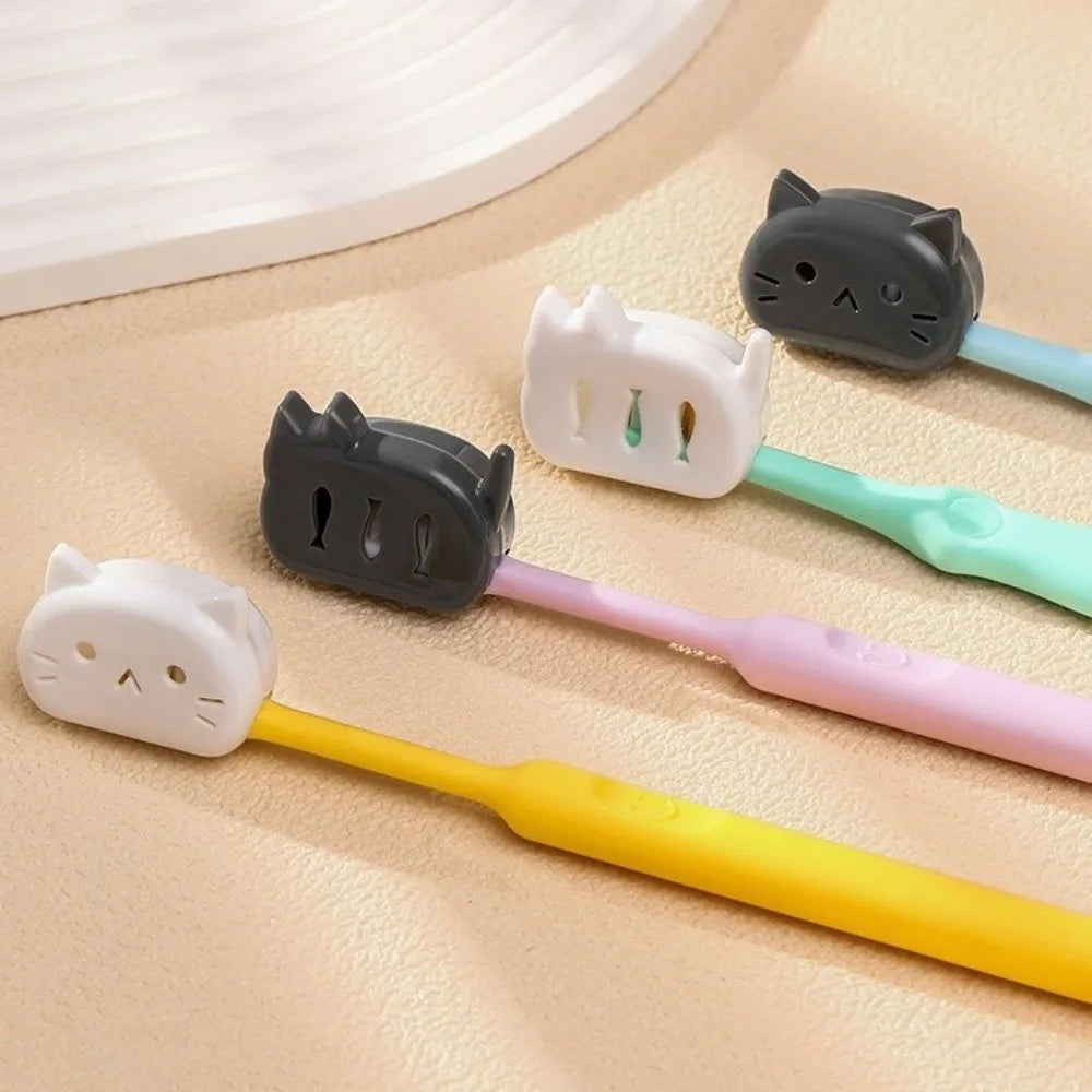 4pcs Cartoon Brush Cap Case Reusable Waterproof Toothbrush Protect Box Portable Dust Prevention Cat Toothbrush Head Protectors