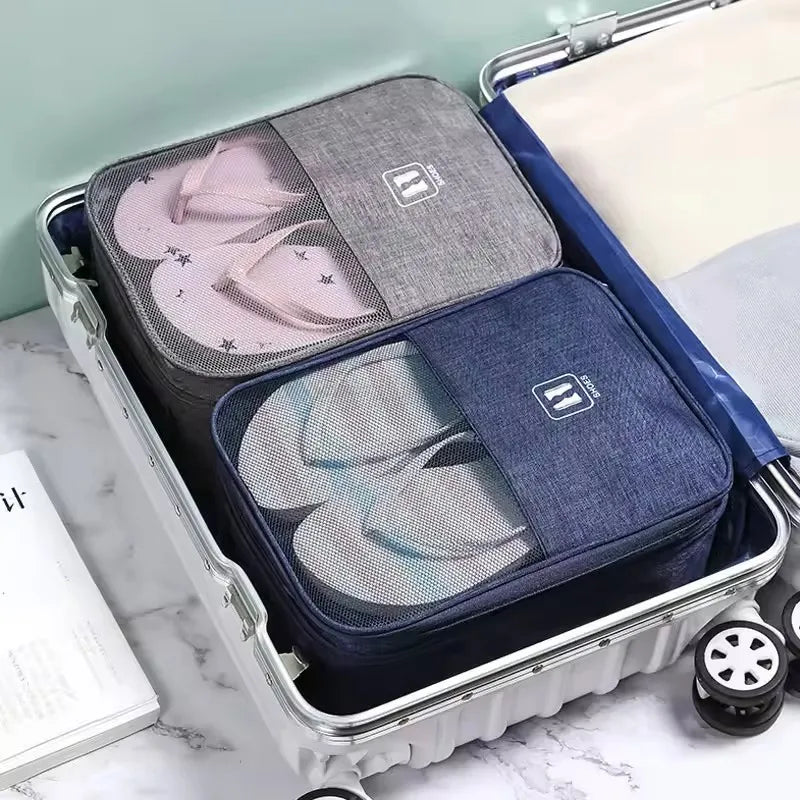 Breathable Mesh Waterproof Travel Shoe Storage Bag with Trolley Sleeve Portable Organizer Pouch for Sneakers Visible Design