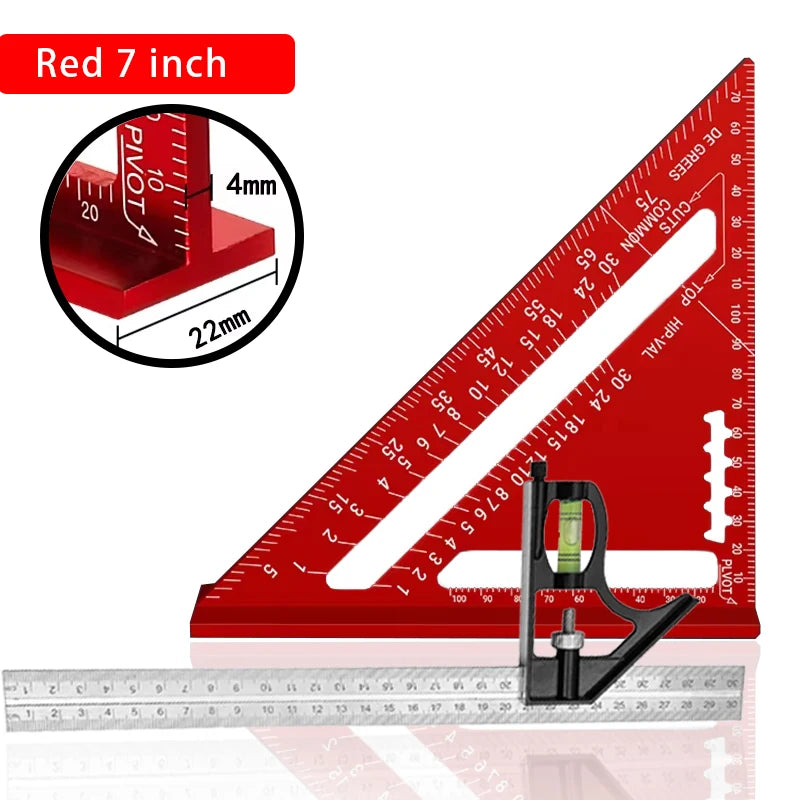 Premium Rafter Square and Combination Triangle Square Set, Woodworking Framing Square, Ruler and Protractor Tool Set