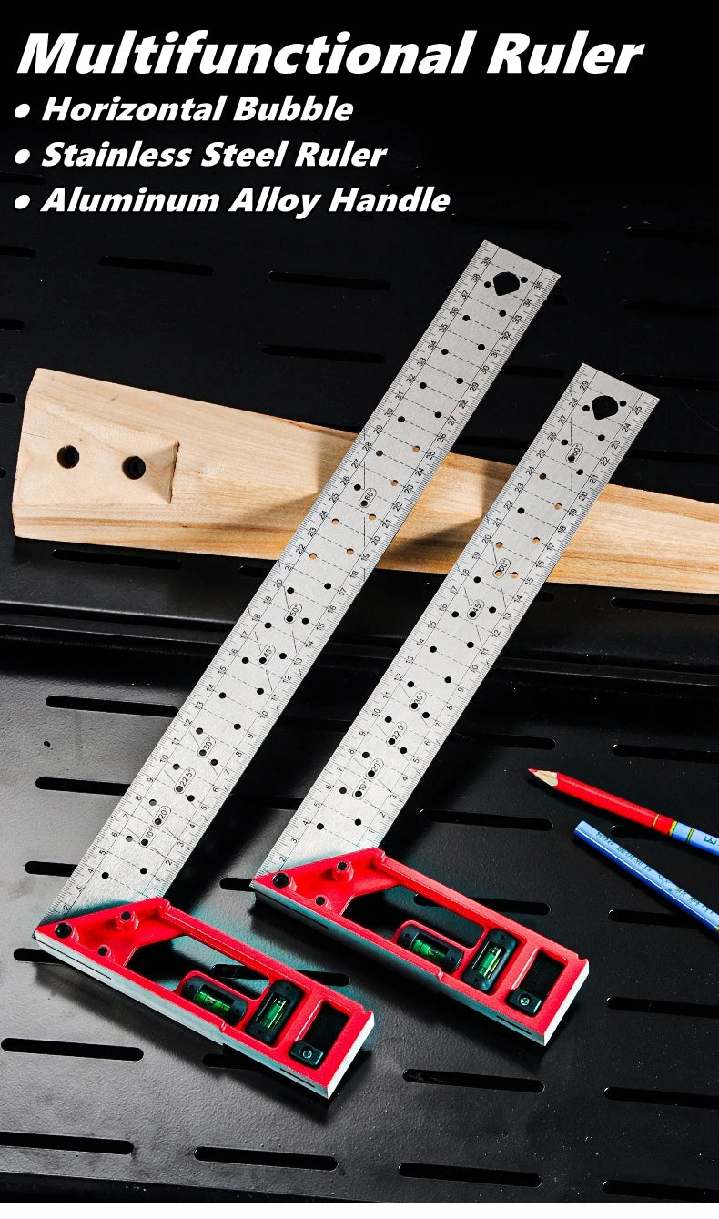 Right Angle Ruler 45/90 Degree Positioning Hole Angle Ruler Industrial Grade Positioning Marking Angle Ruler Woodworking Tool