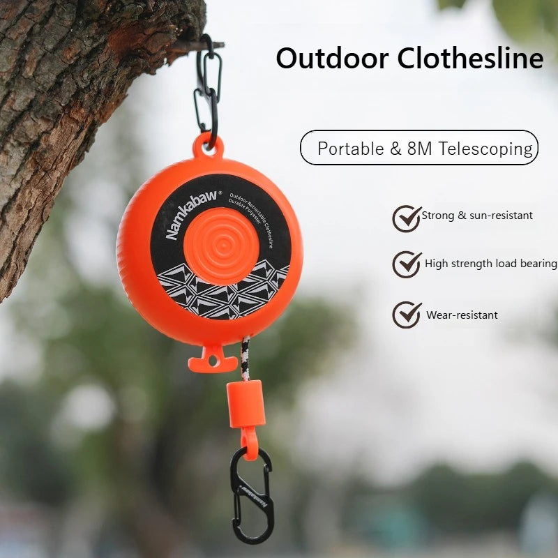 8M Retractable Clothesline Outdoor Travel Hand-cranked Extendable Drying Rack Laundry Portable for Camping Hiking Tools