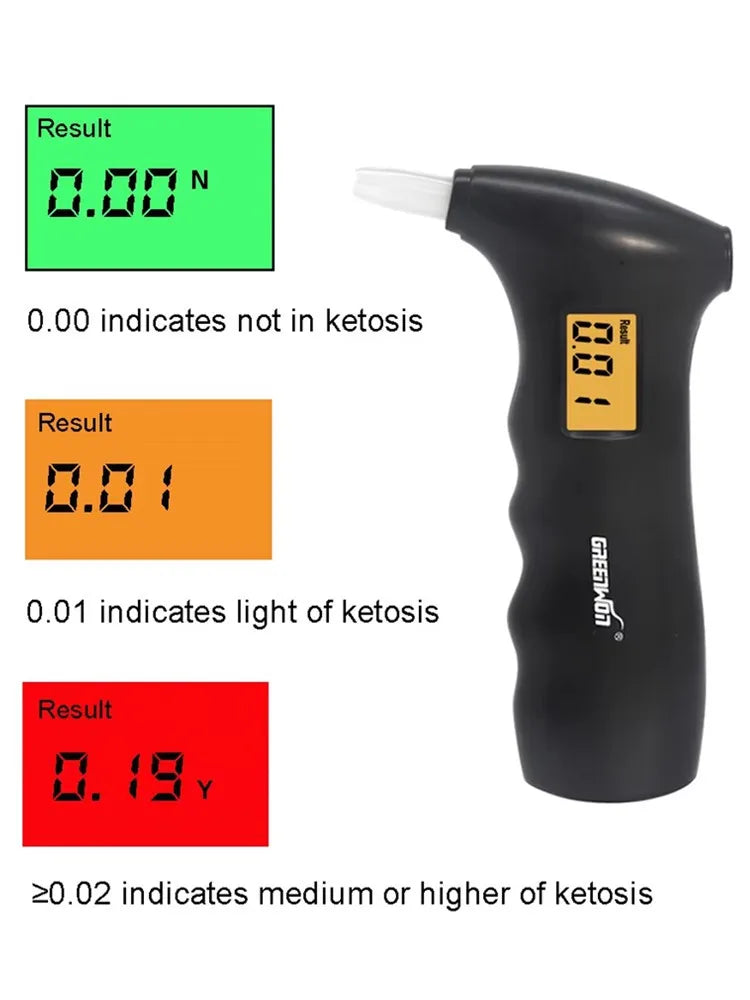 KT-65AS-Black GREENWON Digital Ketosis Meter Breath Ketone Tester Monitor Fat Burn & Weight Loss Monitor Detector
