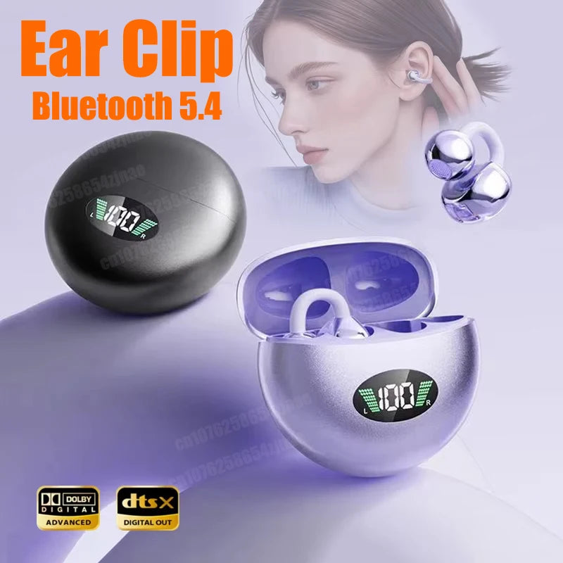 Open Ear Clip Earbuds ENC Wireless Bluetooth5.4 Headphone Noise Cancelling Earphone With Mic For Android iOS 2026