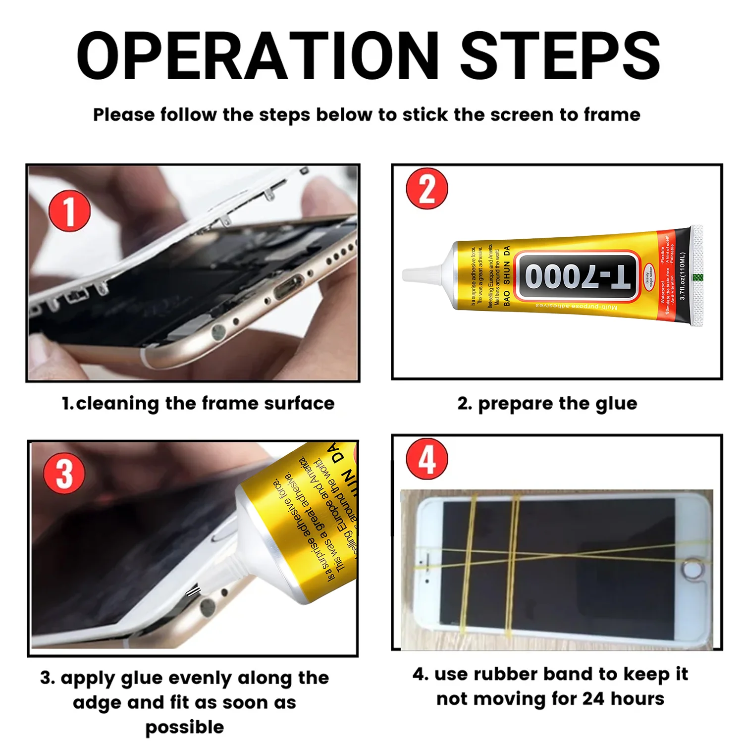 T7000 Upgrade Black Contact Cellphone Tablet Repair Adhesive,Strong Multi-Purpose Glue liquid Precision Applicator Glue.
