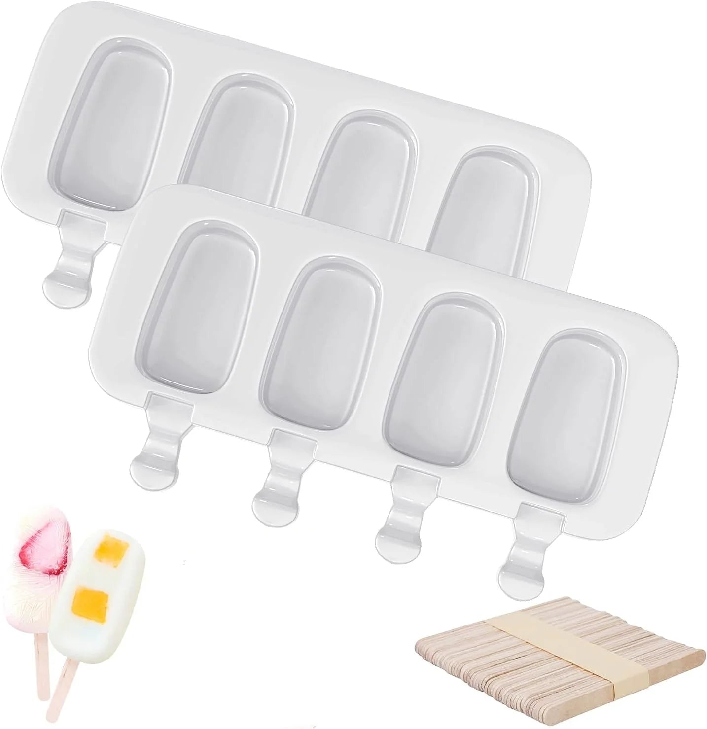 popsicle silicone mold, 4 cavity popsicle molds, home DIY ice cream. Children's handmade cake, ice cream mold, oval cake
