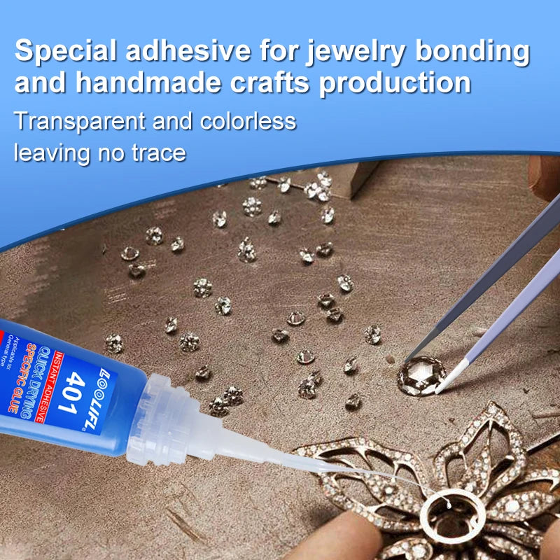 20ML Super Strong Transparent 401 Glue, Instant Drying, Applicable to Multi-Functional Glue for Metals, Plastics and Accessories