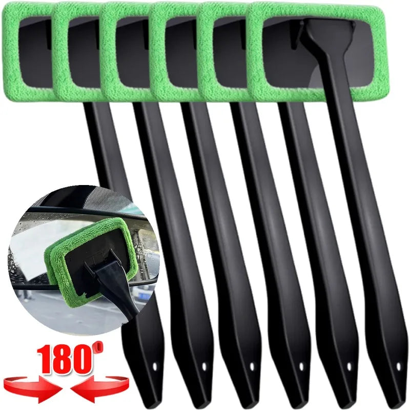 Car Window and Windshield Cleaning Brush Set Portable Glass Clean Tool with Extended Handle and Cleaning Squeegee