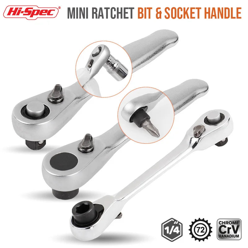 Mini 1/4 inch Double Ended Quick Socket Ratchet Wrench Socket Screwdriver Bit Driver Quick Release Ratchet Wrench Hand Tools