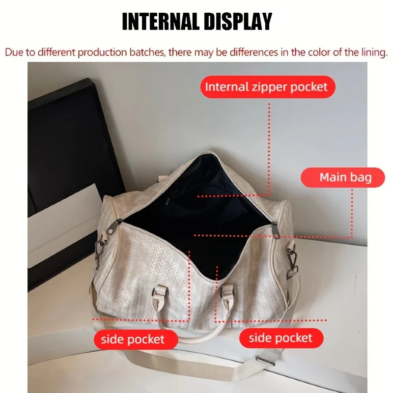 Large Capacity Travel Duffel Bag, Portable Weekender Overnight Bag with Adjustable Shoulder Strap, Versatile Sports Fitness Bag