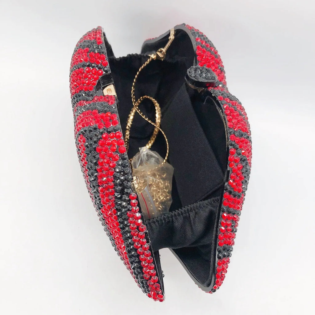 Zebra Lips Diamond Dinner Bag Banquet Rhinestones Women's Lip Clutch Bag Crystal-Embellished Party Clutch Nouveautés Sacs À Main