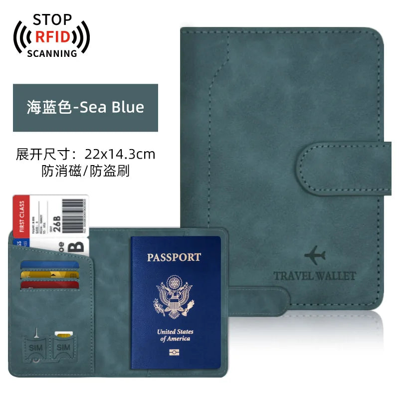 PU Passport Holder Travel Wallet Stop RFID Passport Covers Splicing Magnetic Buckle Passport Pouch ID Holder Air Ticket Holder
