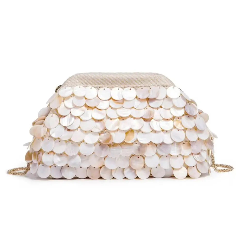 Handmade Shell Bead Bracelet Bag Elegant Crossbody Handbag Polyester Fiber Small Size Casual Style Summer 2026 Pure Color