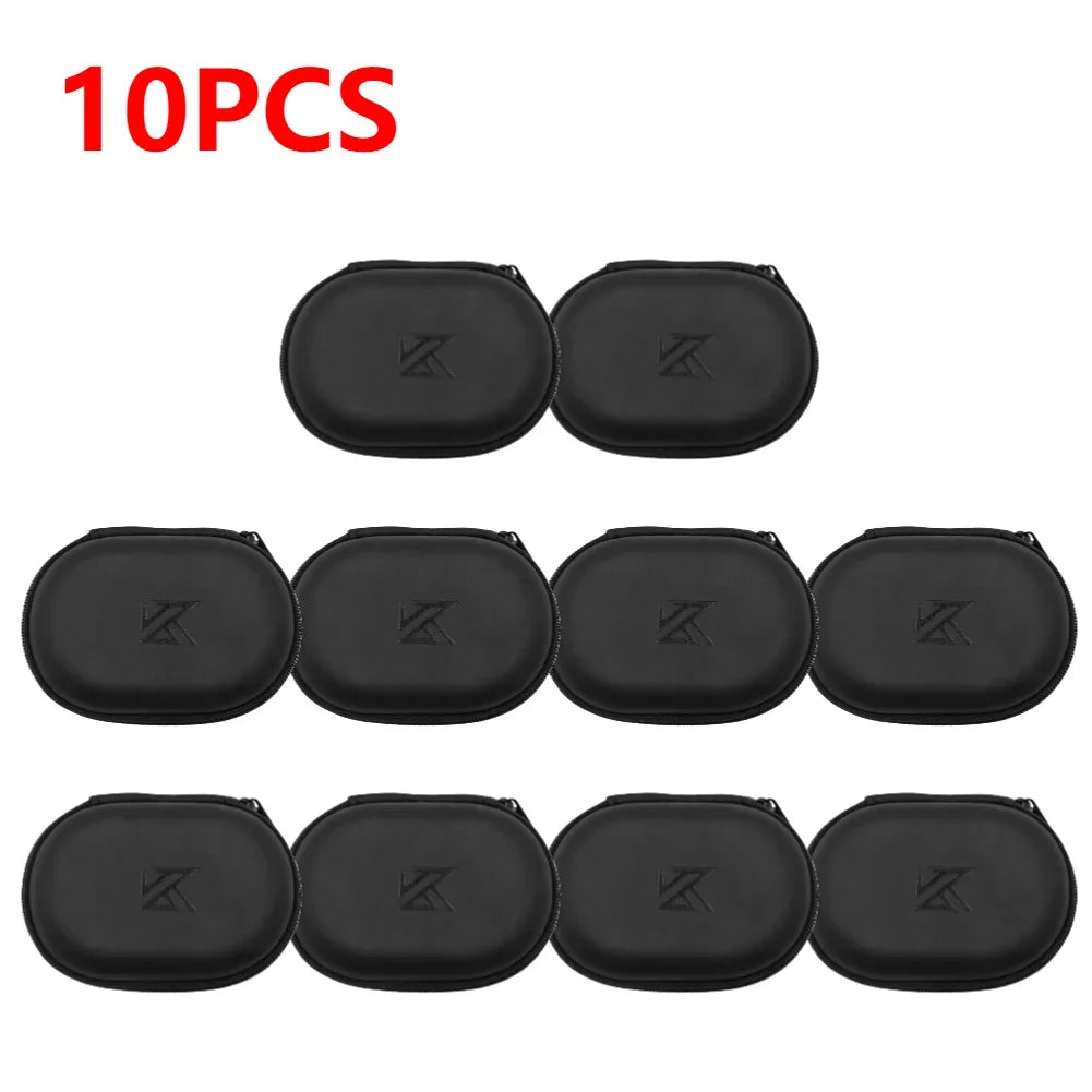 1-10PCS Wired Earphones Storage Bag Universal Wired Headphones Carrying Case PU Storage Box Organizer Bag for KZ BA10 AS10 ES4
