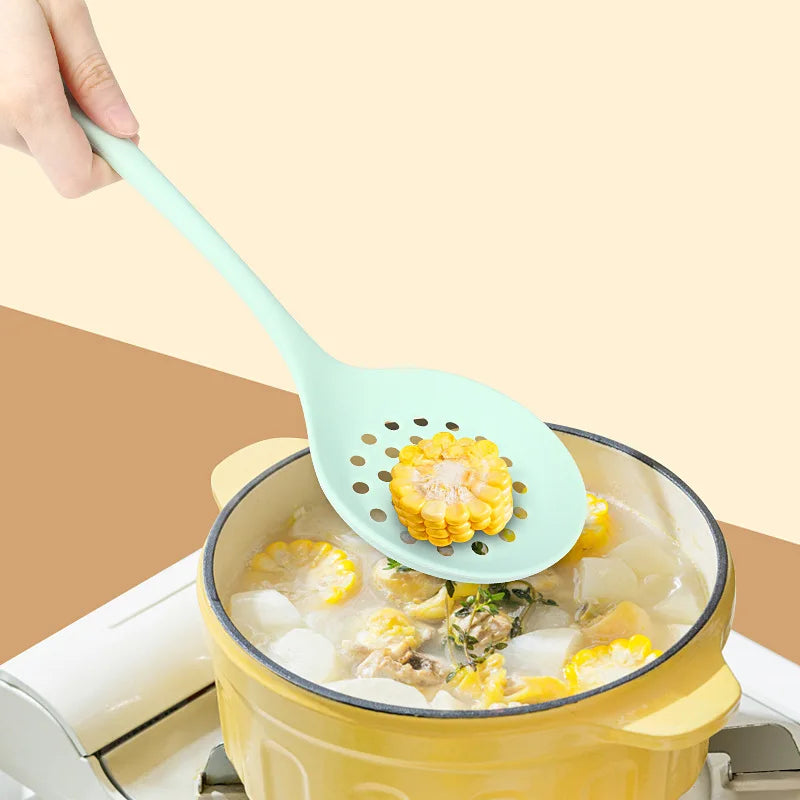 1/7pc Silicone Kitchen Utensil Set Non-Stick Spatula, Soup Ladle, Slotted Turner & 4 Tools | 450 ° F Heat-Resistant, Dishwashe S