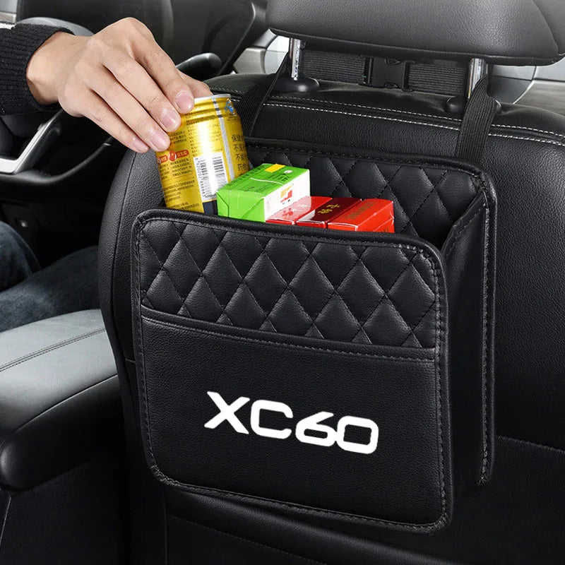 Leather Car Seat Middle Storage Bag Auto Handbag Car Back Seat Storage Bag Organizer Hanging Bag for Volvo XC60 Car Accessories