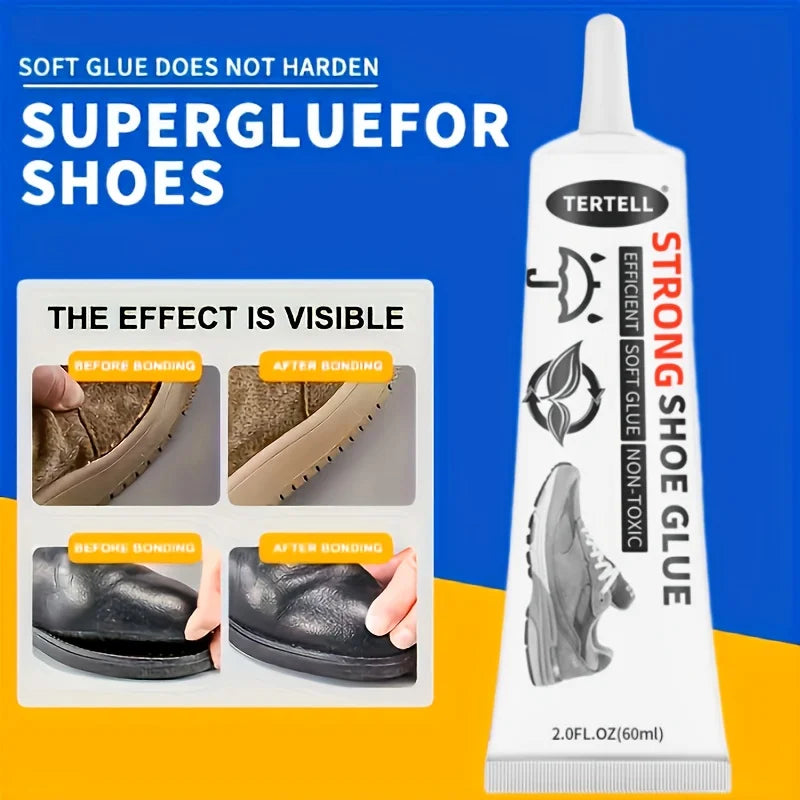 60ML Upgraded Clear Non-Toxic Shoe Glue High Low Temp Resistant Adhesive for Leather Sneakers