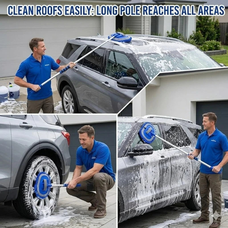 Car Wash Brush Kit, 67'' Long Handle Chenille Microfiber Mop Mitt Scratch-Free Detailing Cleaning Tool for Car RV Truck Boat