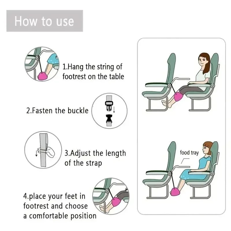 1PC Portable Foot Hammock Adjustable Strap Office Airplane Travel Under Desk Resting Support Leg Relief Foot Rest