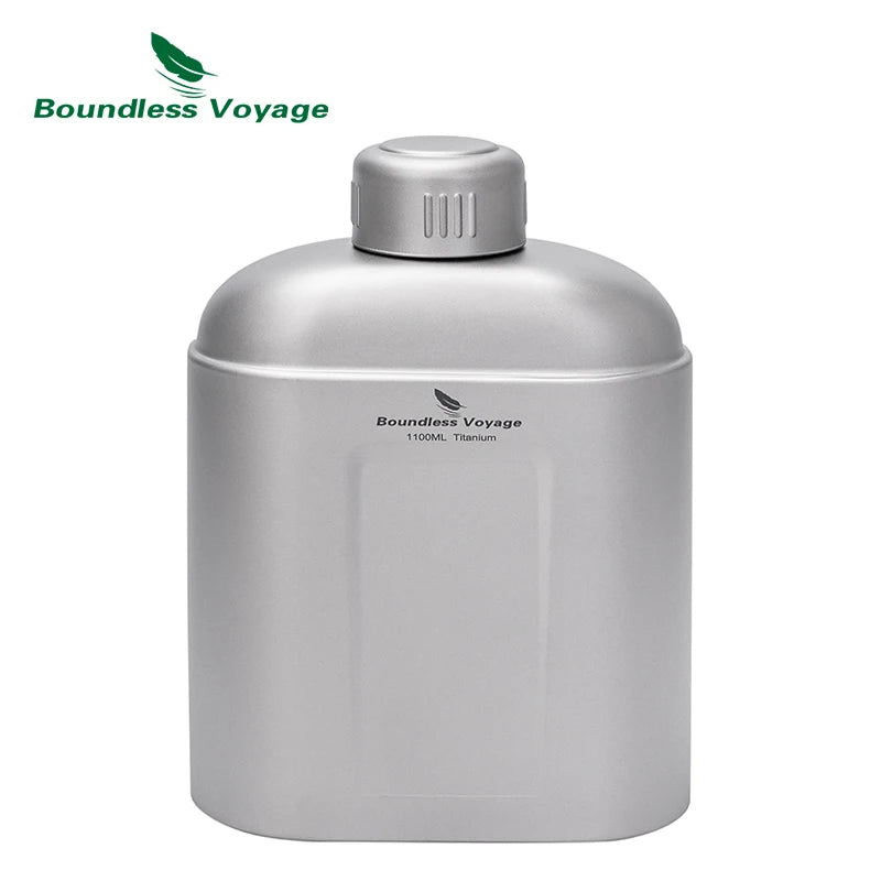 Boundless Voyage Camping Titanium Bottle with Carry Bag 1.1L Open Flame Heating Canteen Leakproof Drinkware for Hiking Ti3012D