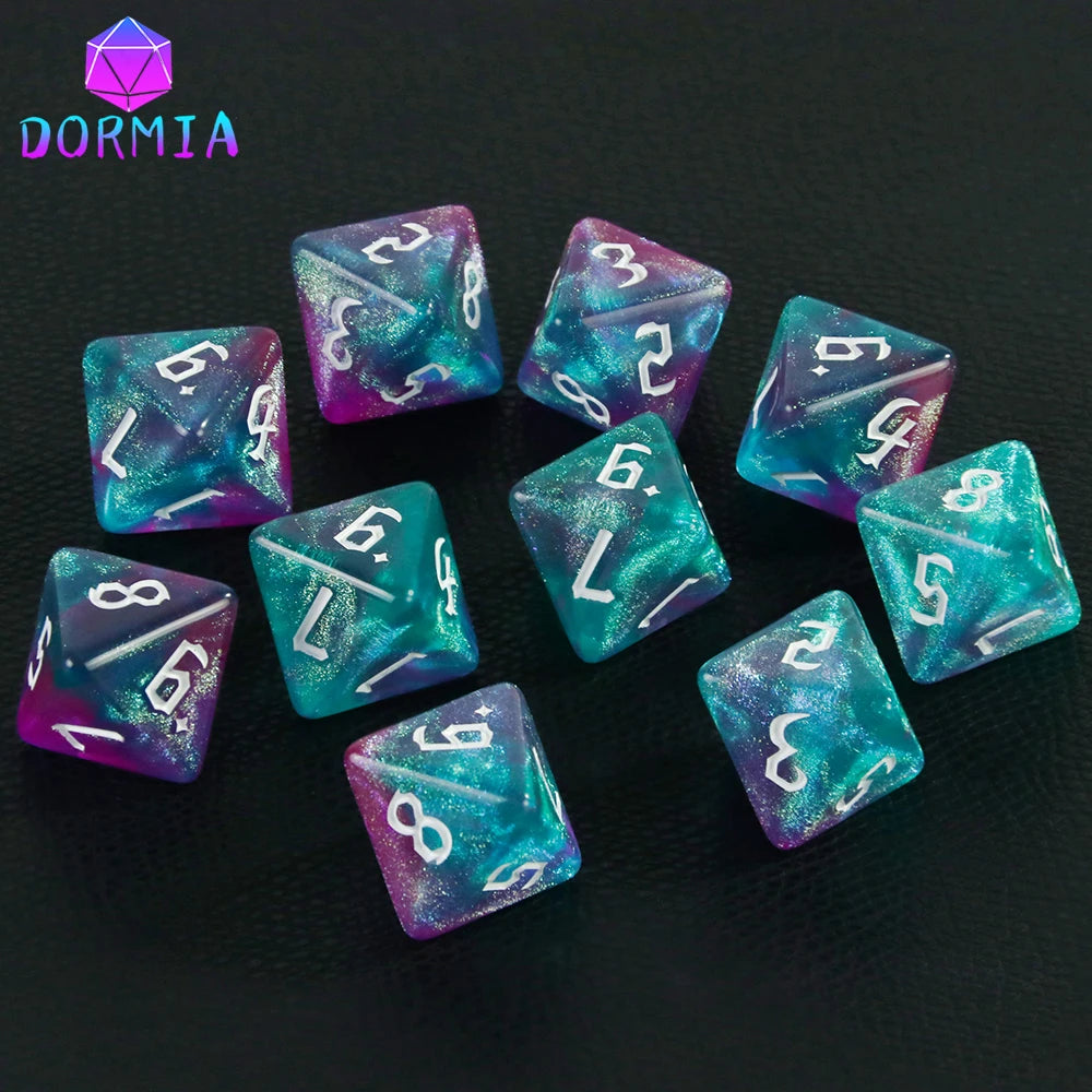 D8 Mixed Colours Polyhedral Dice 8 Sided Amazing Glitter Dice for DND Roleplay Game Math Teaching Playing Tabletop Games