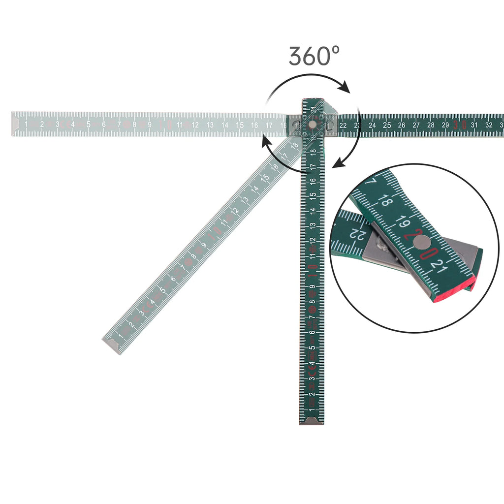 2M Metric & Imperial Scale Folding Wood Ruler Multifunctional Measuring Tools for Teaching / Drawing