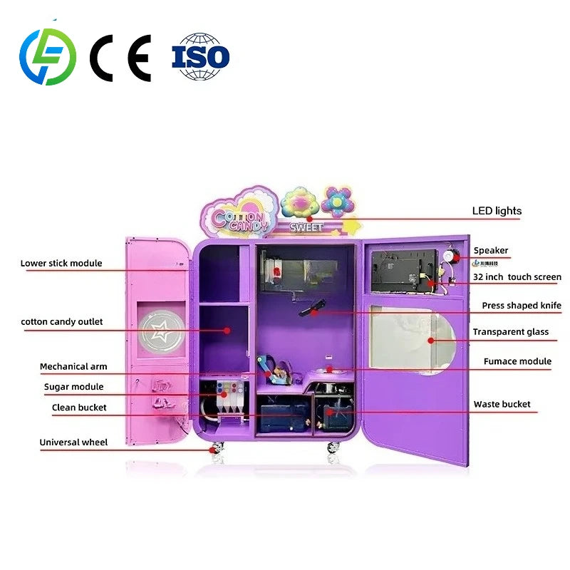 Customize High Profit Make Money Vending Automatic Commercial Cotton Candy Machine Maker for Bakery Restaurant Retail Industries