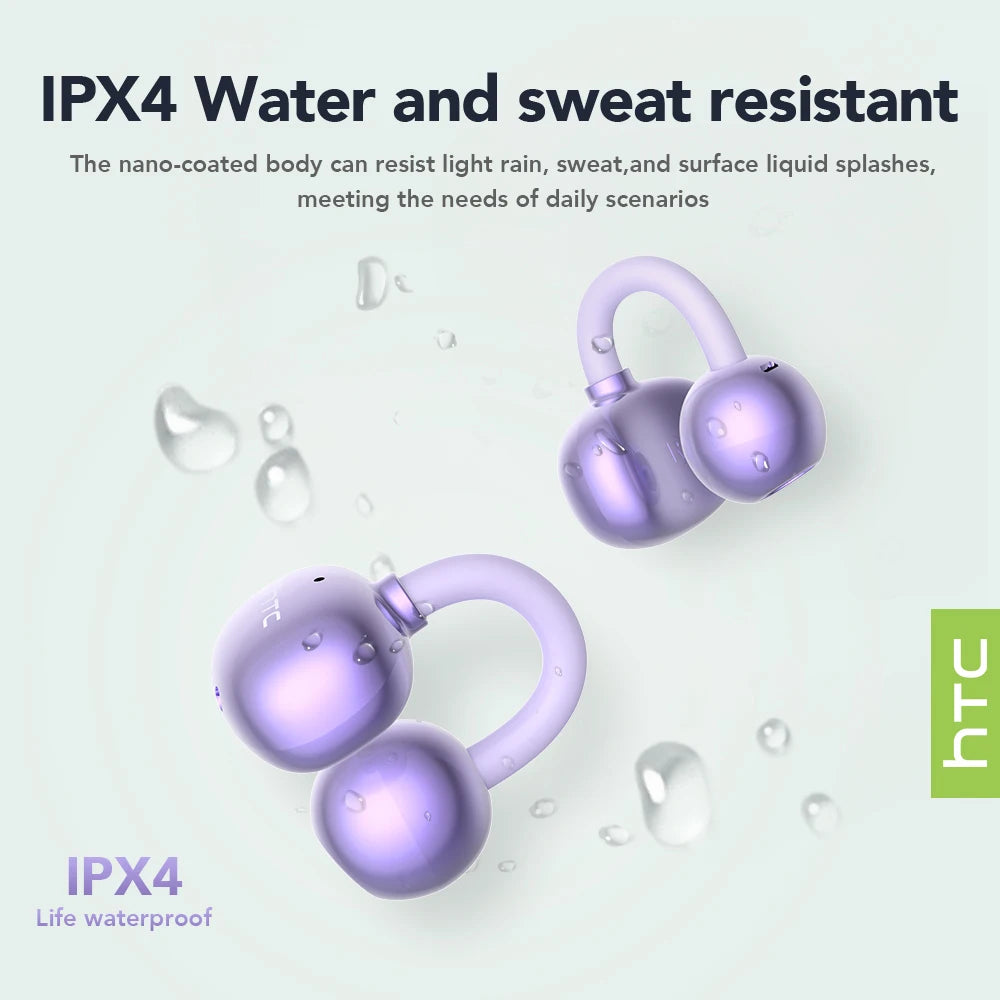 Bluetooth Auricles HTC NE54 Similar NE32 True Wireless Earclip Earbuds Bluetooth 6.0 Touch Color Display HiFi Sound Bone Conduc