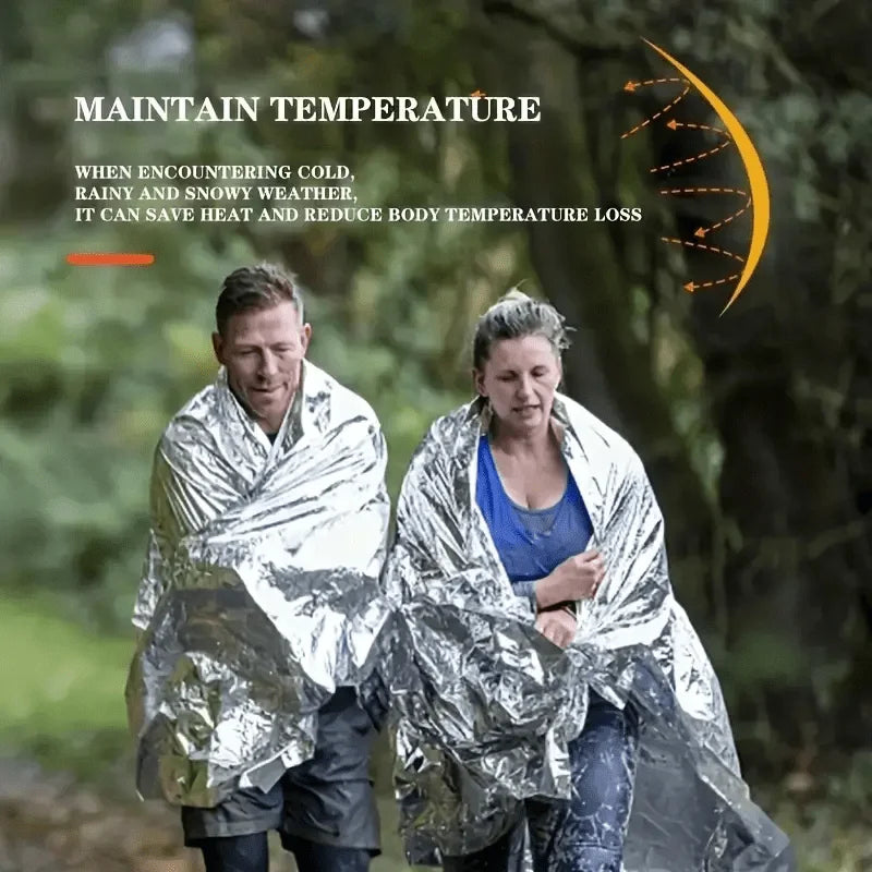 2pcs Extra Large Emergency Survival Blankets Extended 62x83inch Heavy-Duty Thermal Insulation Aluminum Foil Camping Hiking Home