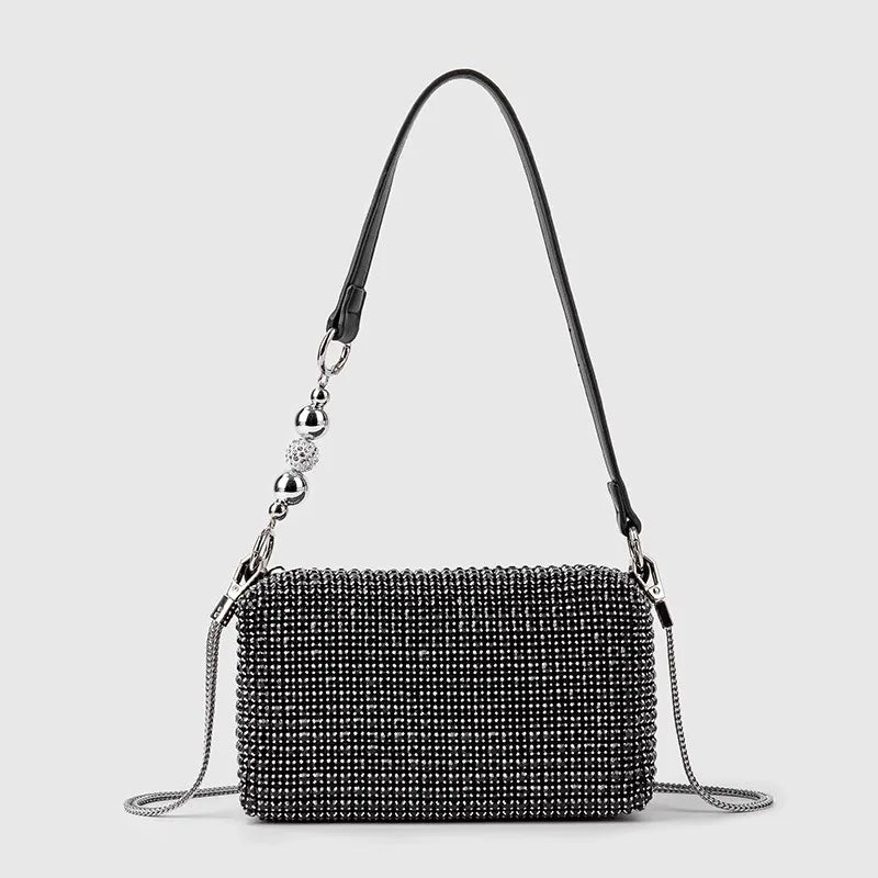 2026 Luxury Rhinestone Pearl Evening Bag for Women | Sparkly Stage Performance Purse | Elegant Dinner Party Clutch Crossbody Bag