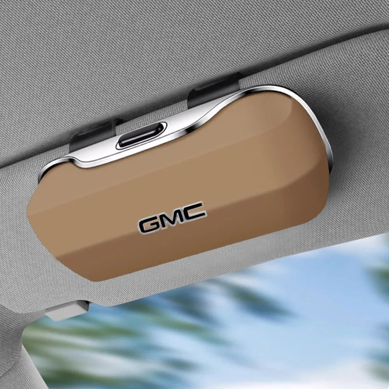 For GMC Car Sunglasses Holder, ABS Visor Glasses Case Clip Carbon Fiber Texture Car Sun Visor Glasses Box Storage
