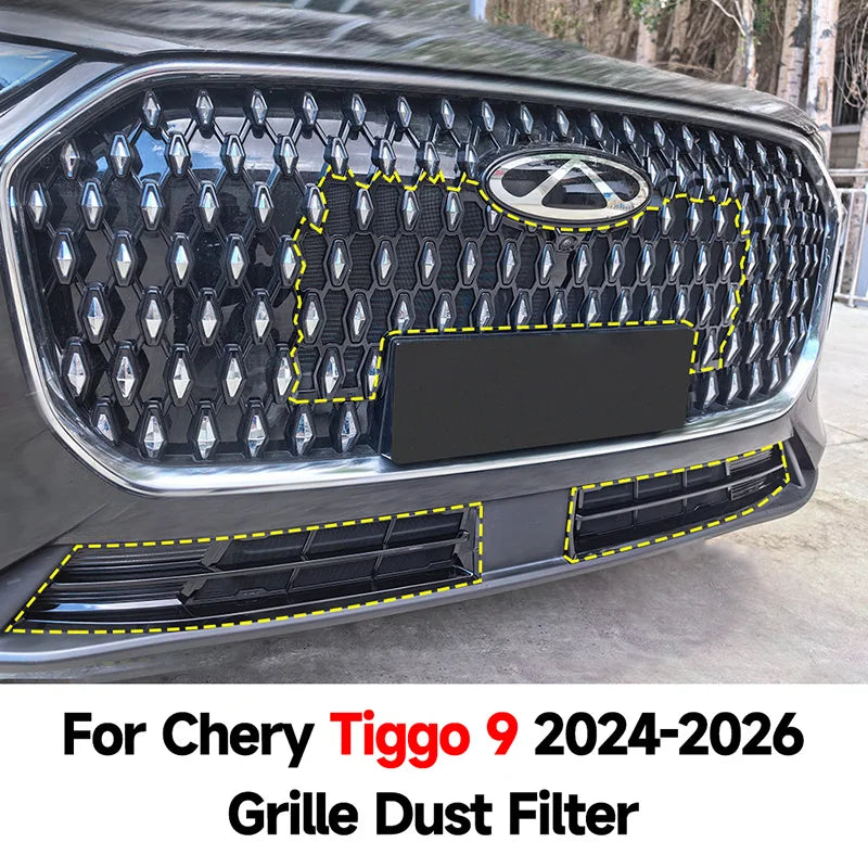 For Chery Tiggo 9 8L 2024-2026 Car Grille Insect Screen Snap-on Installation Detachable Design Easy Remove and Clean Auto Part