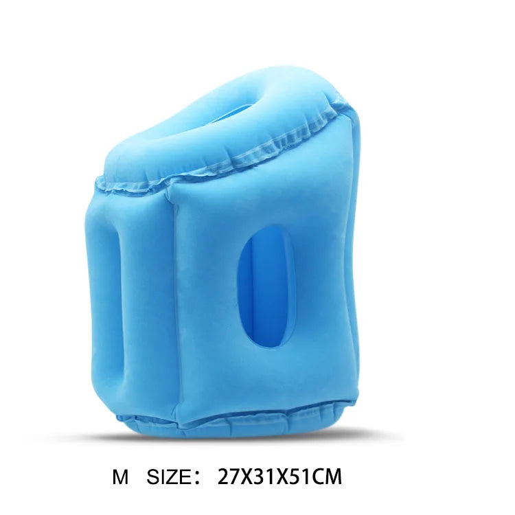 Flocking Sleeping Pillow Inflatable Pillow Waist Cushion Travel Abroad Portable Long Distance Aircraft Lunch Rest Pillow