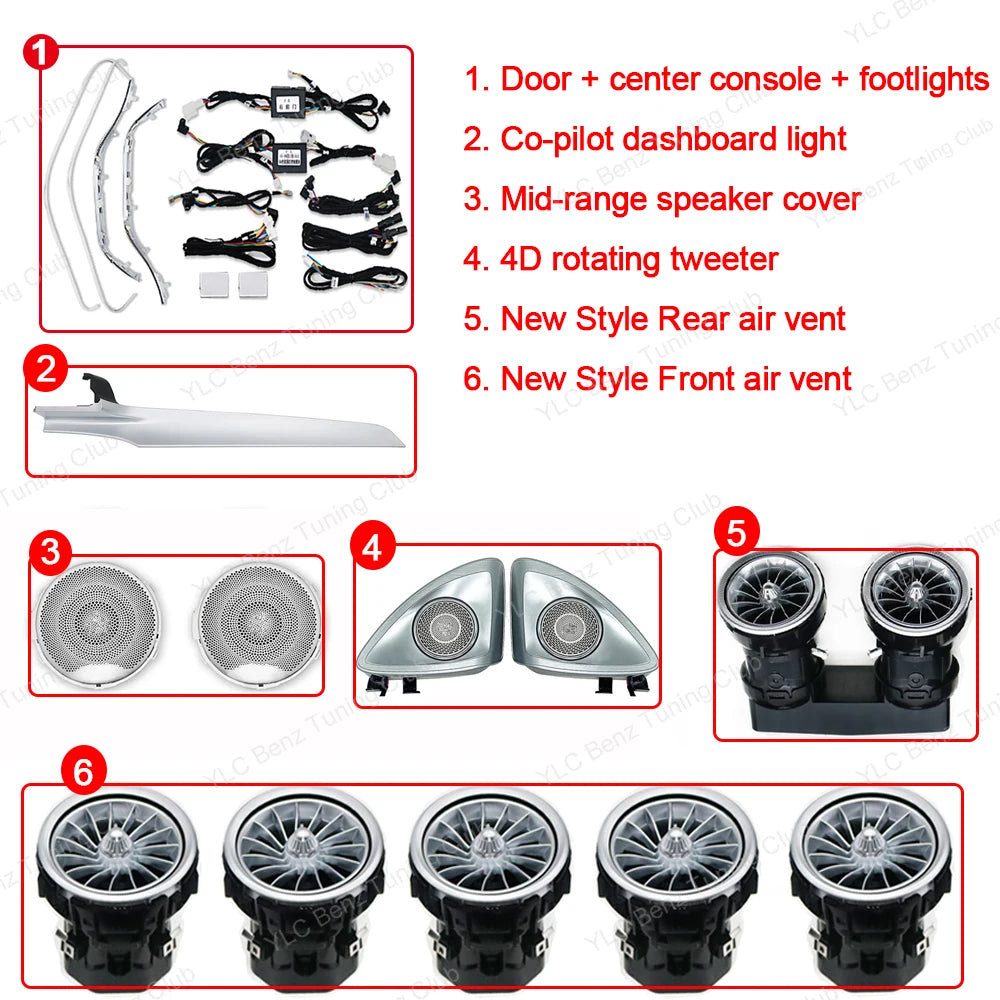 Ambient Light 3/64 Colors For Mercedes-Benz C-Coupe W205  Car Accessories Interiors LED Vents Speaker Decorative Light Retrofit