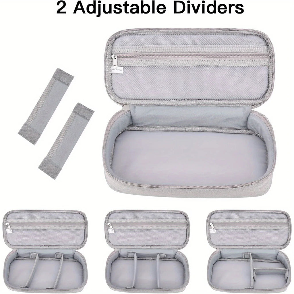 Portable Double Layer Digital Storage Bag Adjustable Dividers Travel Cable Organizer Case for Power Bank Hard Drive Charger