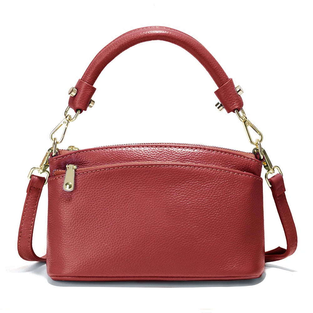 Zency Women Blue Red Bag Soft Genuine Leather Zipper Cowhide Leather Shoulder Bag Ladies Crossbody Small Handbag Satchels Sac