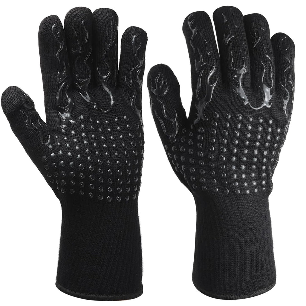 BBQ Gloves 1472℉ Heat Resistant Oven Gloves Silicone Non-Slip Kitchen Oven Mitts for Smoker, Barbecue, Baking, Cooking, Grilling