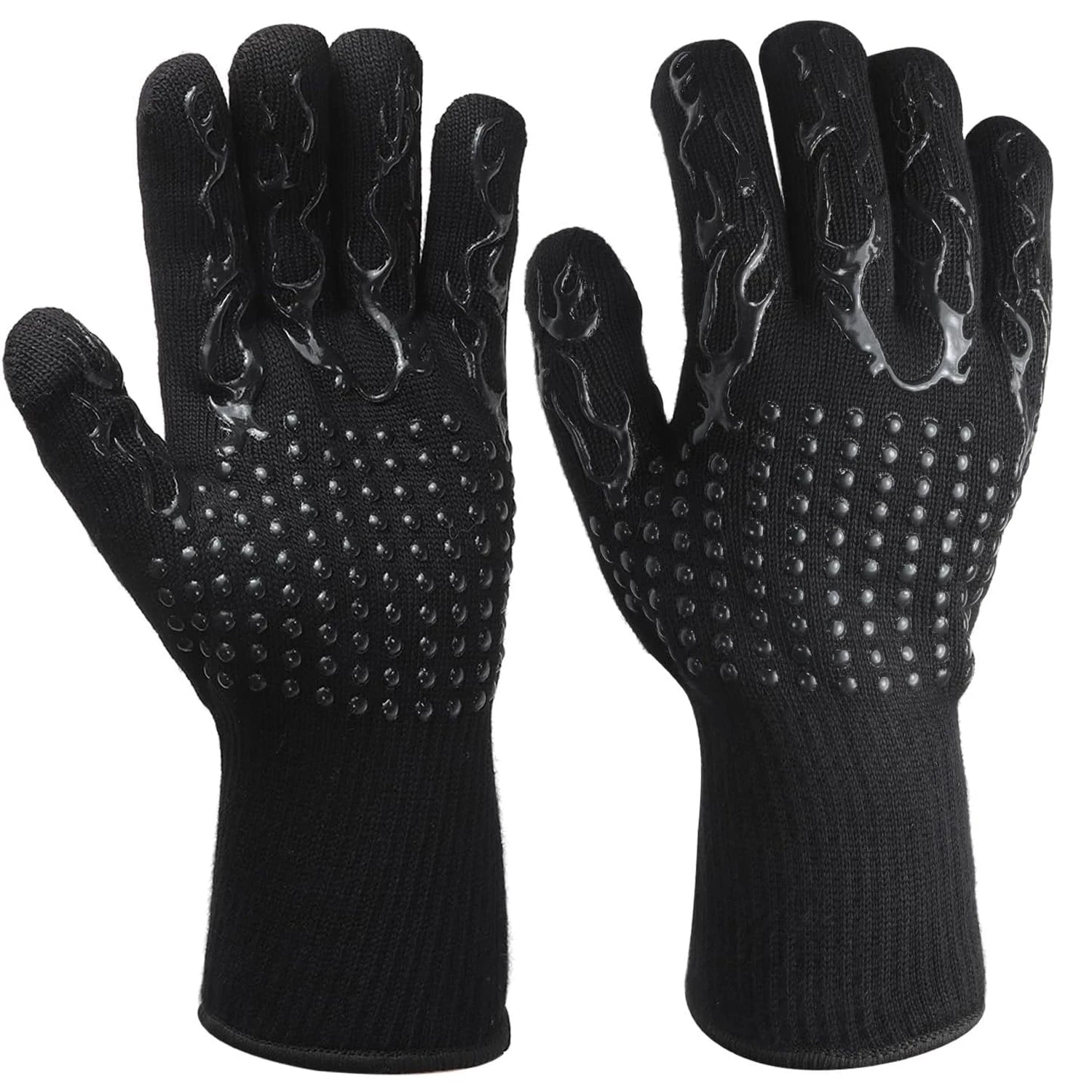 BBQ Gloves 1472℉ Heat Resistant Oven Gloves Silicone Non-Slip Kitchen Oven Mitts for Smoker, Barbecue, Baking, Cooking, Grilling