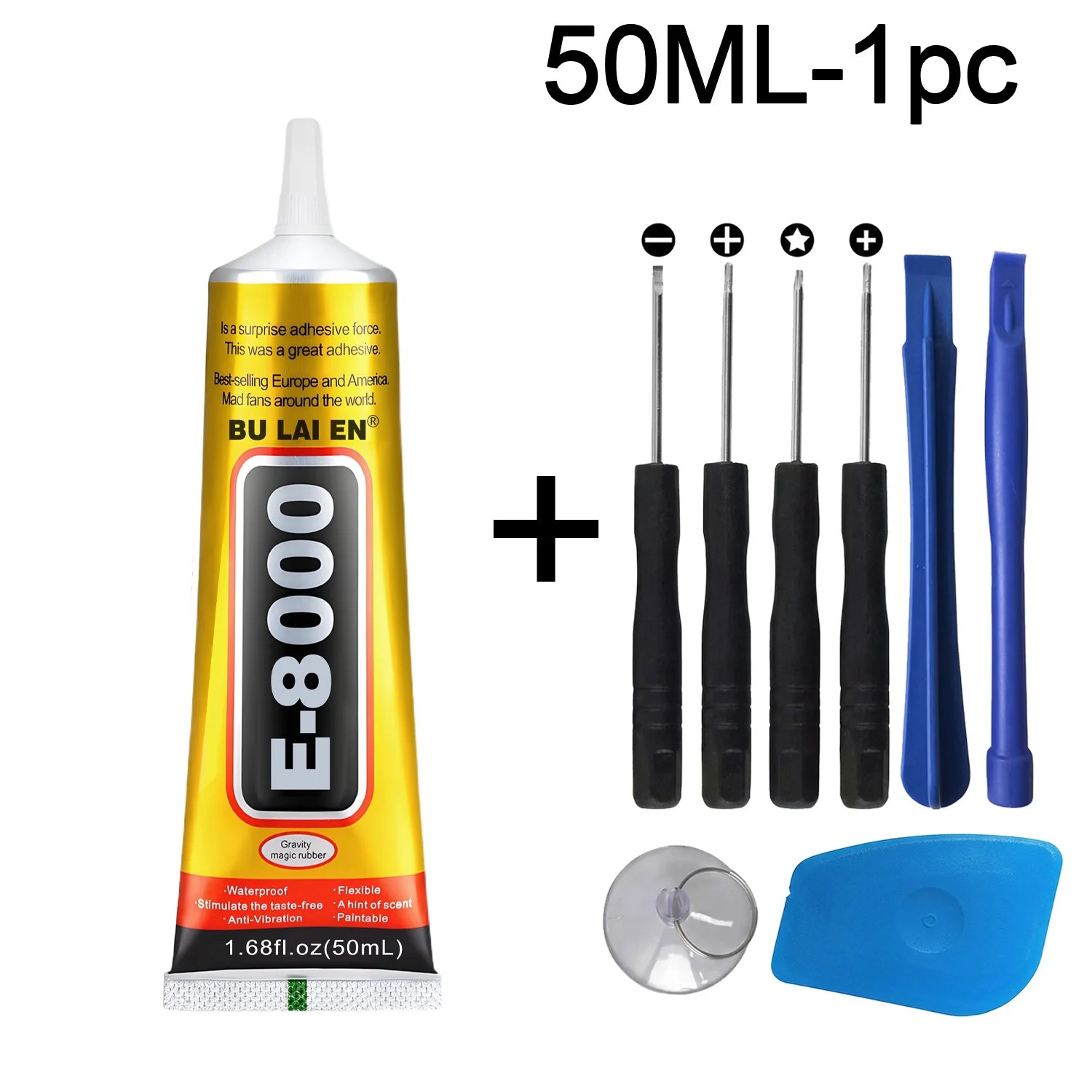 JXVX 8 in 1 Mobile Phone Repair Tools Disassemble Repair Kit for Android iPhone Screwdriver Combination Skid Multi Function Disassembly Set E-8000 Mobile Phone Screen High-Strength Waterproof Adhesive.